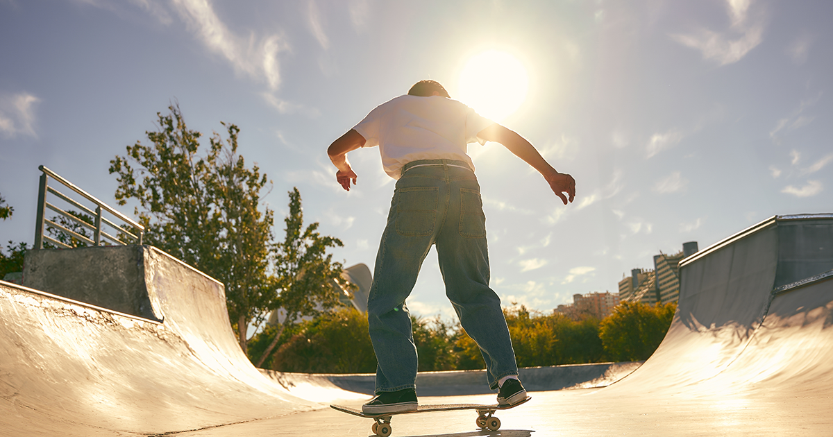 Teen on skateboard not engaging in teen drug and alcohol use.